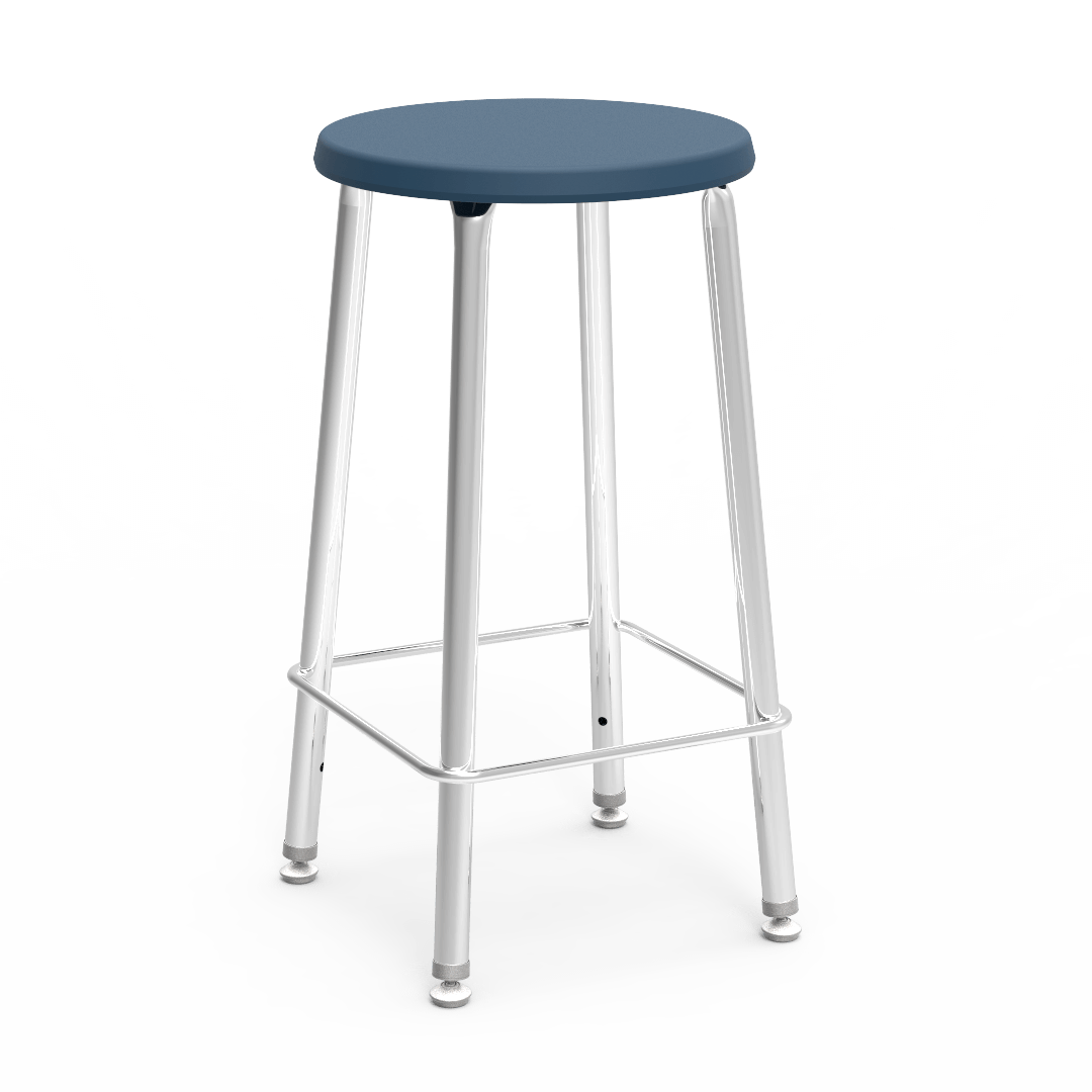 Virco 12024 - Virco 120 Series 24" High Stool with Colored Plastic Seat, Chrome Frame and footrest - SchoolOutlet