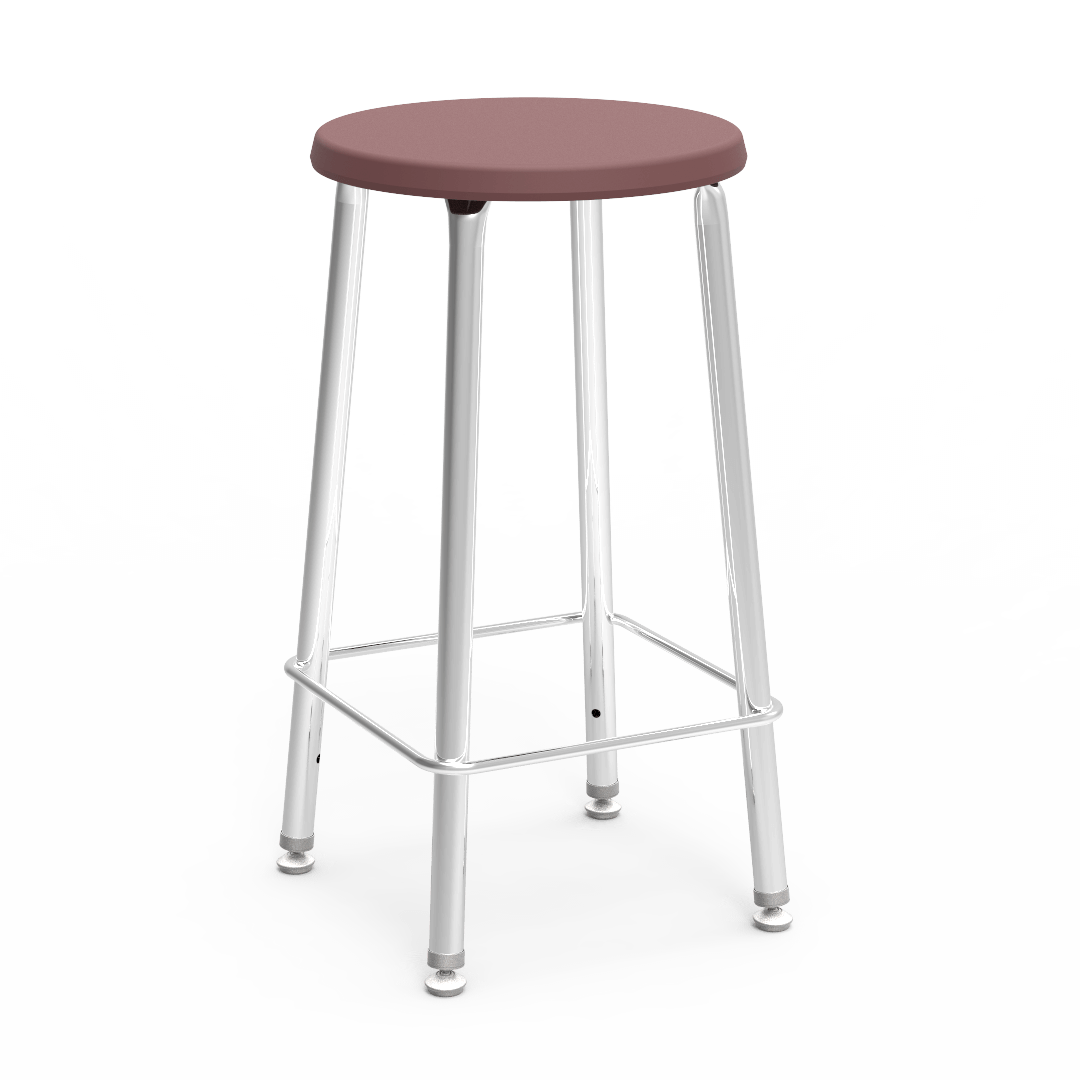 Virco 12024 - Virco 120 Series 24" High Stool with Colored Plastic Seat, Chrome Frame and footrest - SchoolOutlet