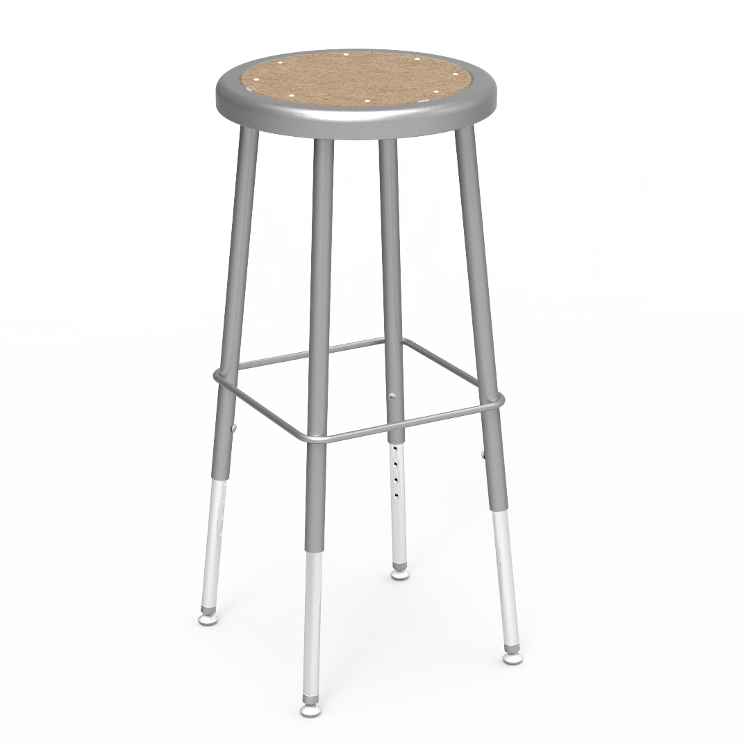 Virco 1221927SG - 122 Series Stool, Steel Seat with Masonite Inset - 19-27" Adjustable Seat Height - SchoolOutlet