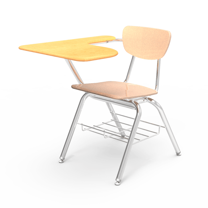 Virco 3700BRL Student Tablet Arm Chair Desk with 18" Hard Plastic Seat, Laminate Top and Bookrack for Schools and Classrooms - SchoolOutlet