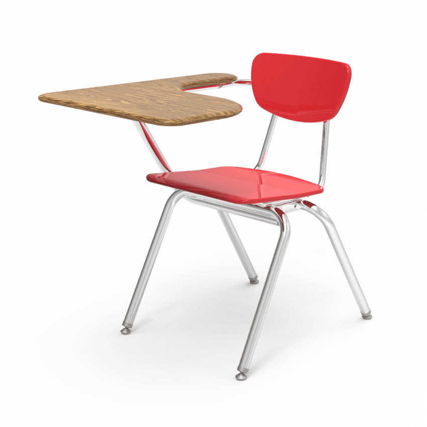 Virco 3700BRL Student Tablet Arm Chair Desk with 18" Hard Plastic Seat, Laminate Top and Bookrack for Schools and Classrooms - SchoolOutlet