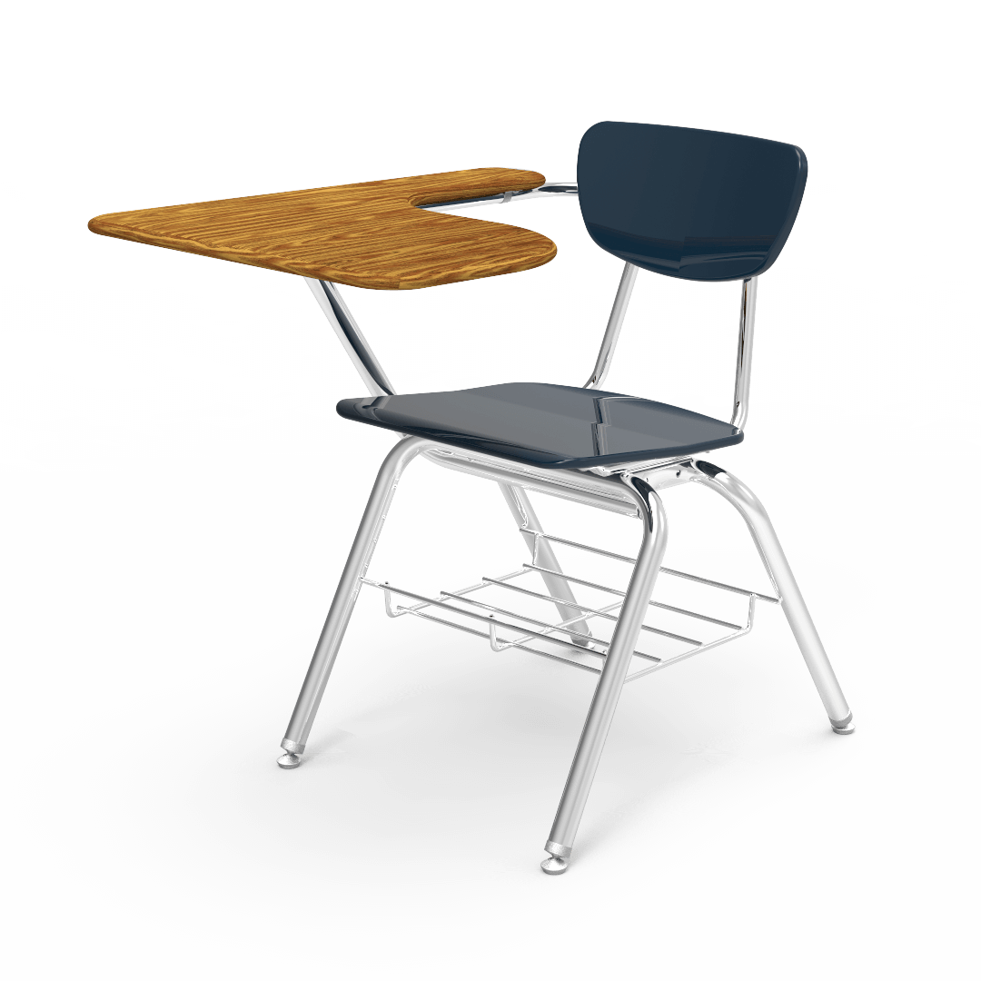 Virco 3700BRM Student Desk with Chair - Tablet Arm School Hard Plastic Seat and Bookrack for School and Classrooms - SchoolOutlet