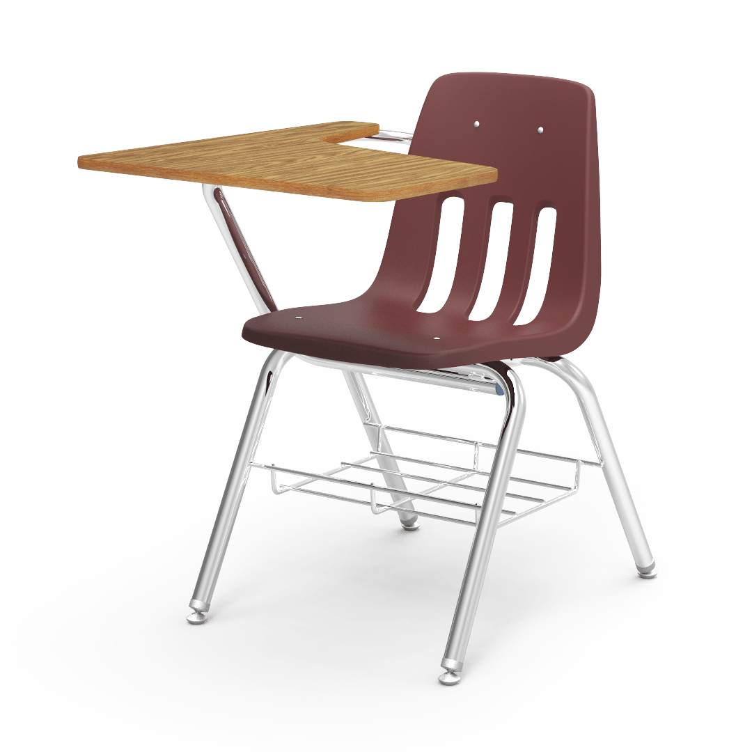 Virco 9700BR School Chair-Desk with Tablet Arm Top and attached Seat, 5th Grade - Adult for Classrooms and Students - SchoolOutlet