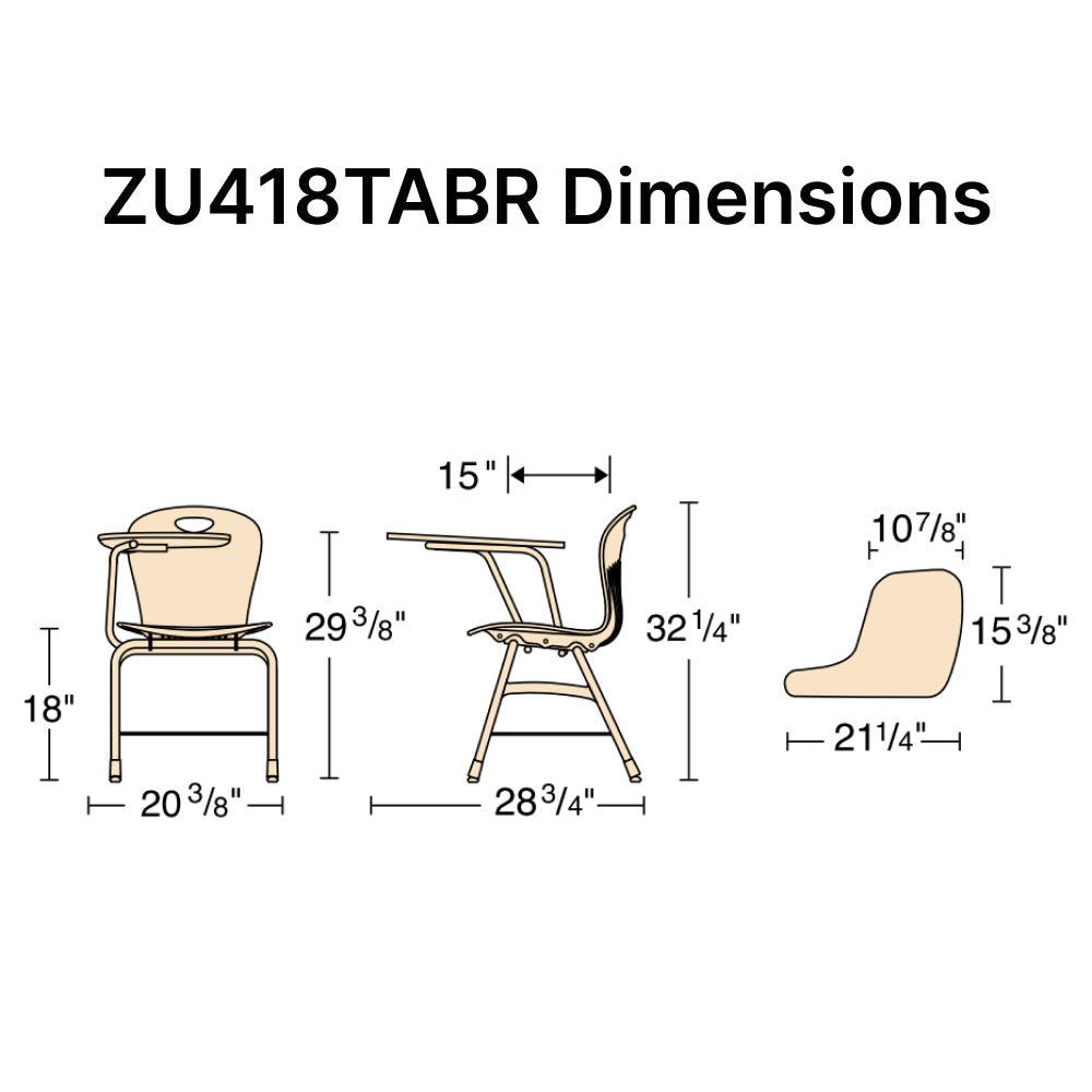 Virco ZU418TABR Chair Desk Zuma series, high-pressure laminate top, 18" seat (Virco ZU418TABR) - SchoolOutlet