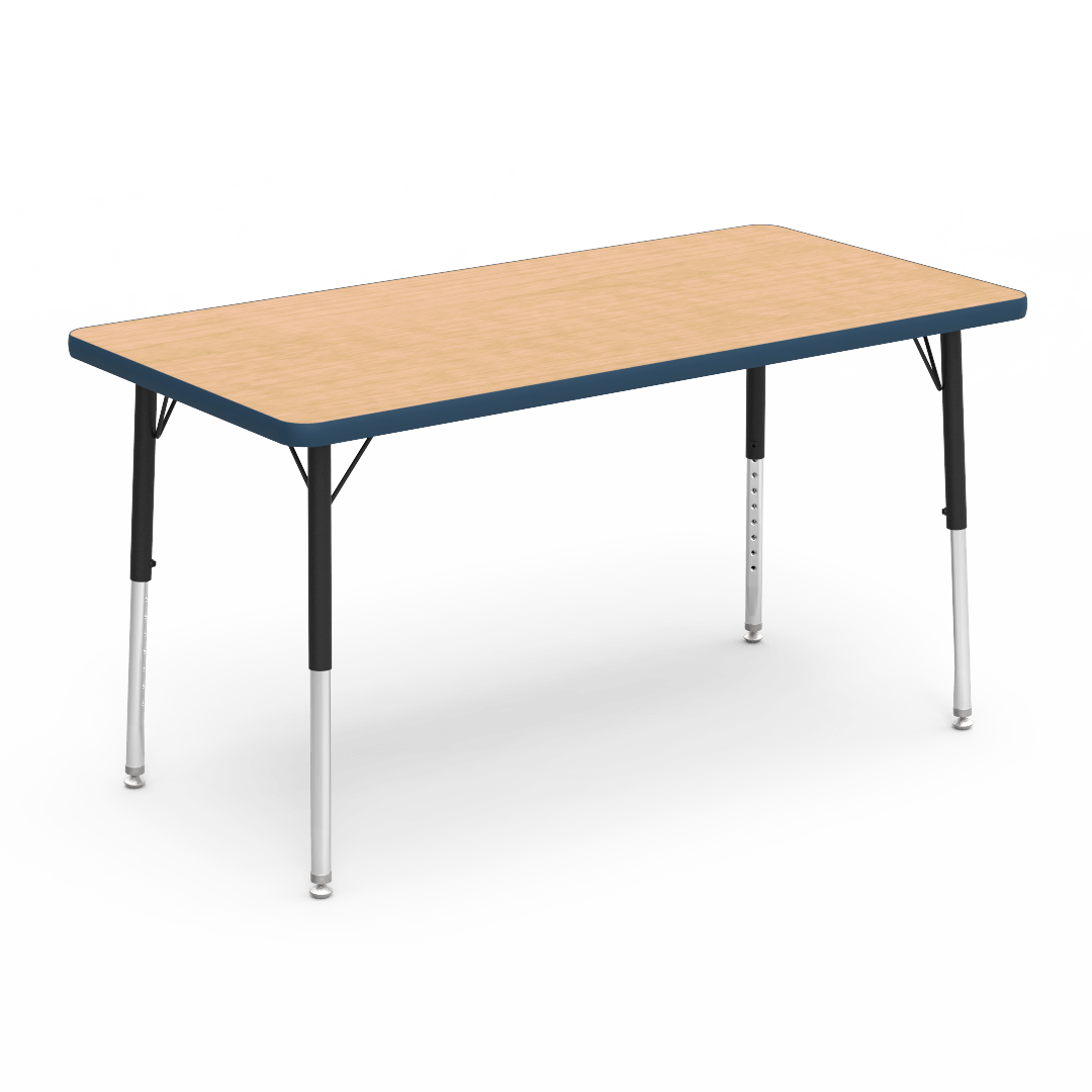 Virco 482448LO - Virco 4000 Series Rectangular Activity Table with Heavy Duty Laminate 24"W x 48"L Top - Preschool Height Adjustable Legs 17"-25"H - SchoolOutlet