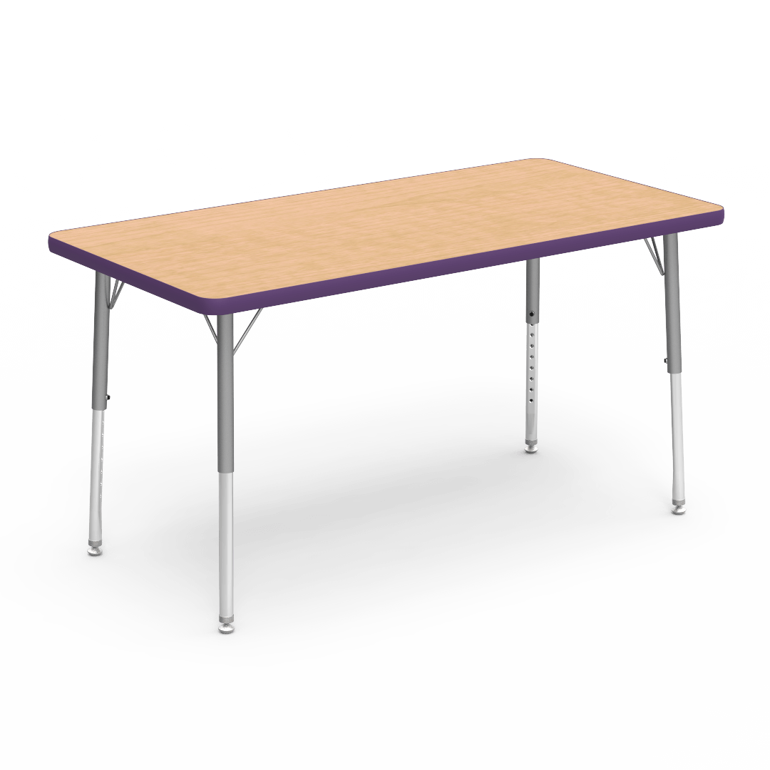 Virco 482448LO - Virco 4000 Series Rectangular Activity Table with Heavy Duty Laminate 24"W x 48"L Top - Preschool Height Adjustable Legs 17"-25"H - SchoolOutlet