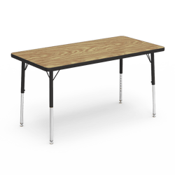 Rectangle Preschool Activity Table with Heavy Duty Medium Oak Laminate Top - Preschool Height Adjustable Legs (24"W x 48"L   x 17-25"H)