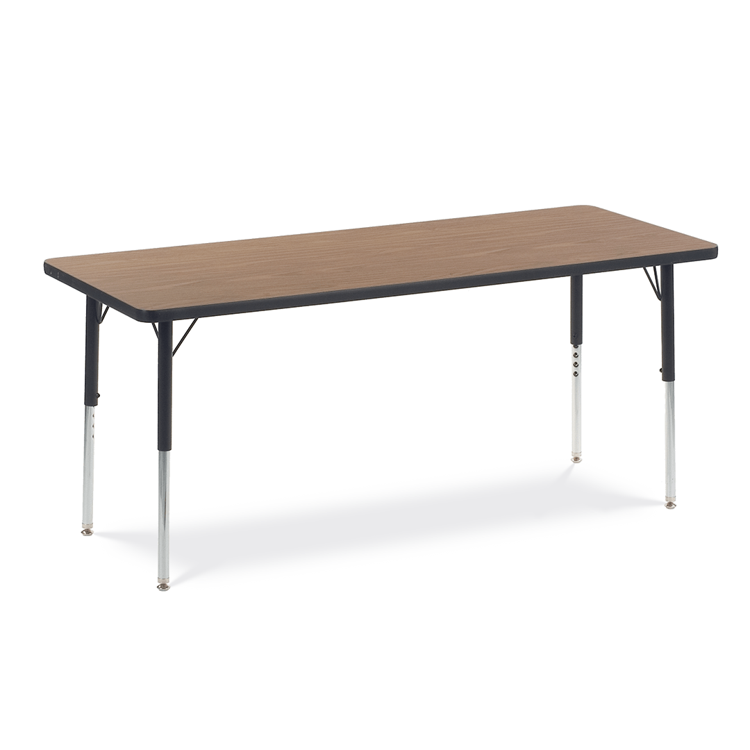 Rectangle Activity Table with Heavy Duty Medium Oak Laminate Top and Adjustable Height (24"W x 60"L x 22-30"H) - SchoolOutlet