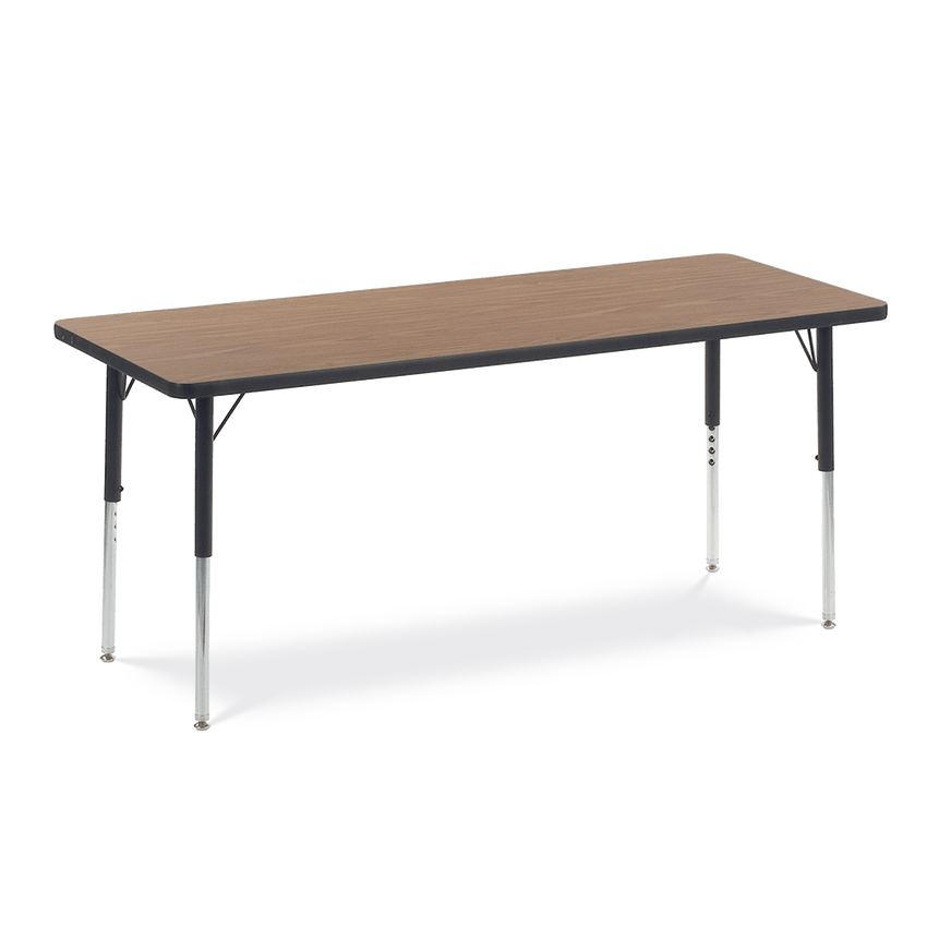Rectangle Activity Table with Heavy Duty Medium Oak Laminate Top and Adjustable Height (24"W x 60"L x 22-30"H) - SchoolOutlet