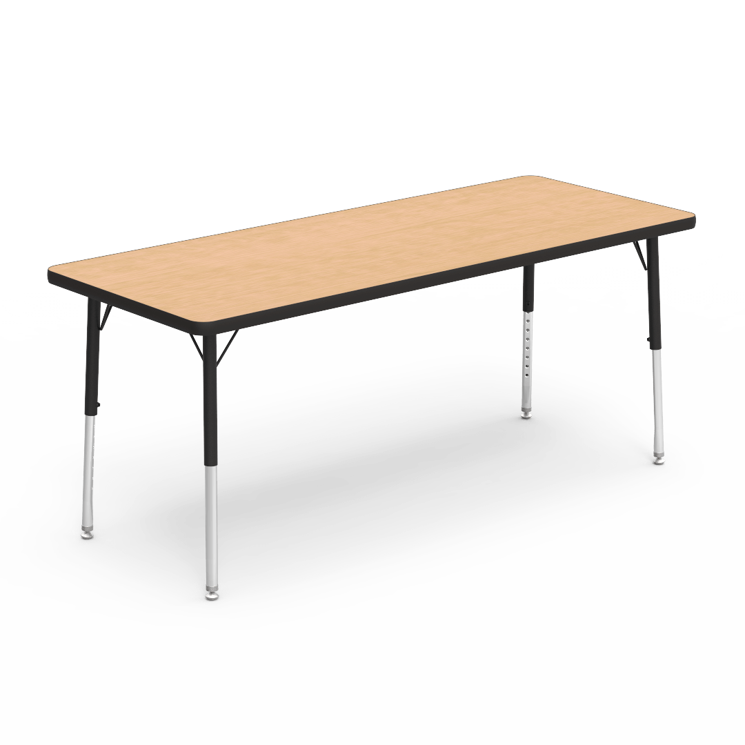 Rectangular Activity Table with Heavy Duty Laminate Top - Preschool Height Adjustable Legs (24"W x 60"L x 17-25"H) - SchoolOutlet