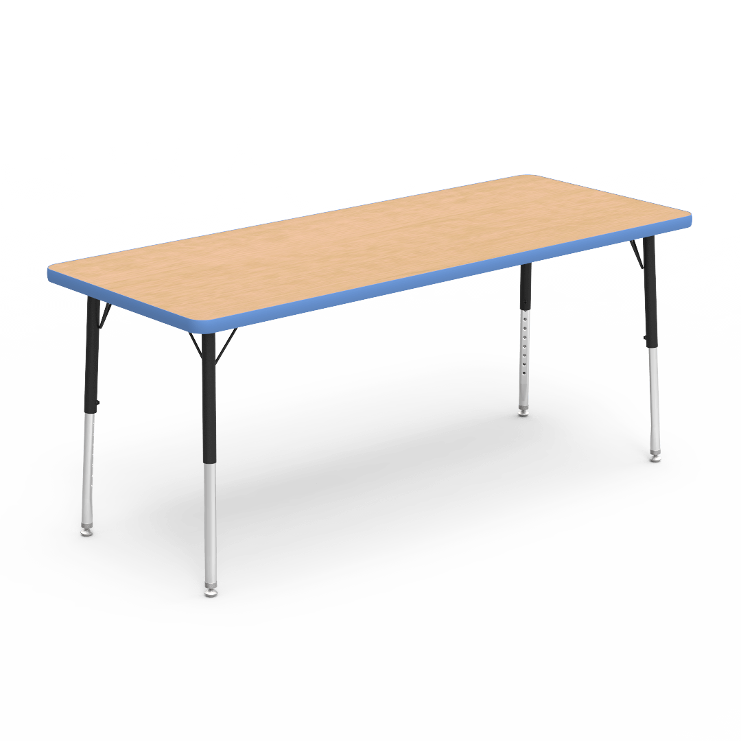 Rectangular Activity Table with Heavy Duty Laminate Top - Preschool Height Adjustable Legs (24"W x 60"L x 17-25"H) - SchoolOutlet