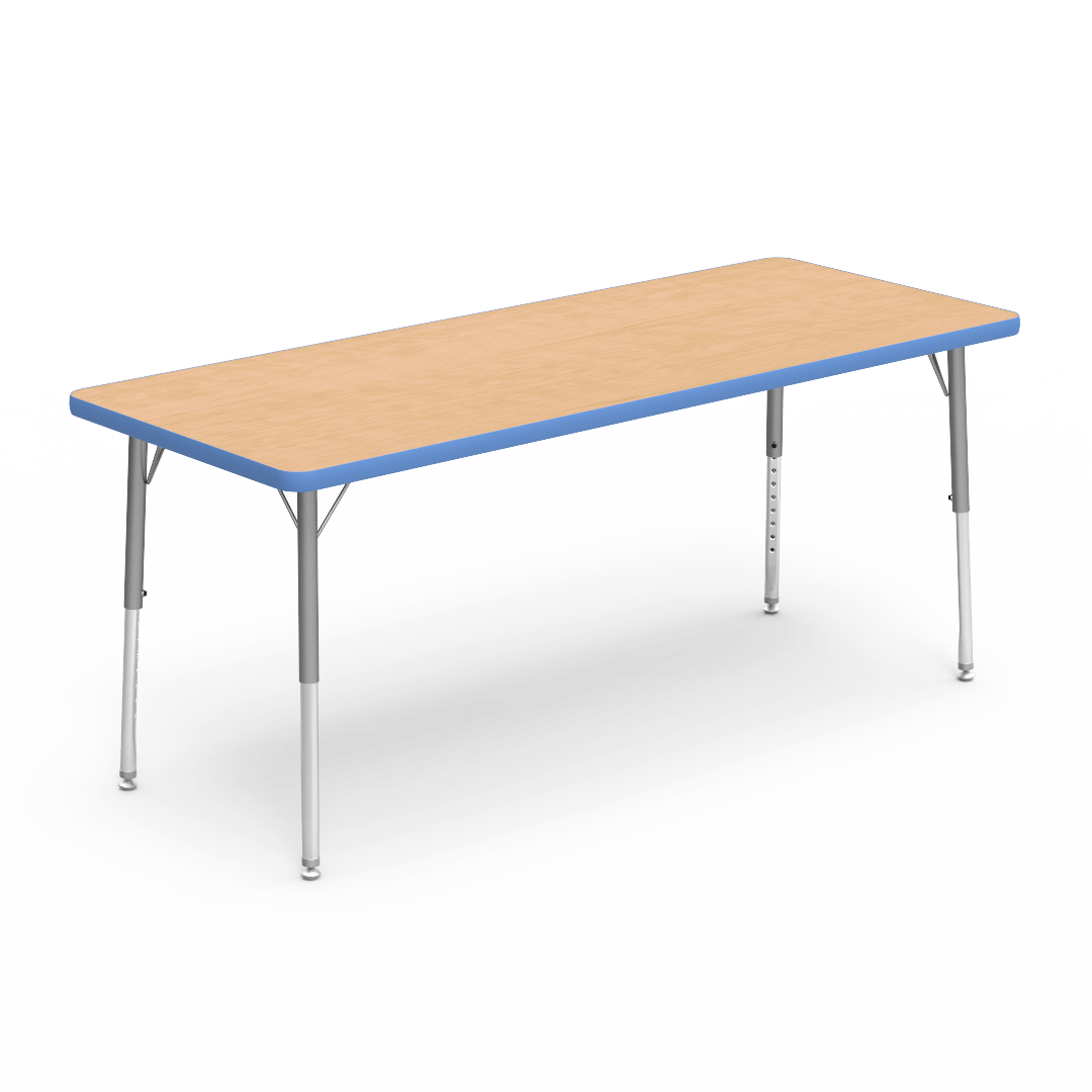 Rectangular Activity Table with Heavy Duty Laminate Top - Preschool Height Adjustable Legs (24"W x 60"L x 17-25"H) - SchoolOutlet