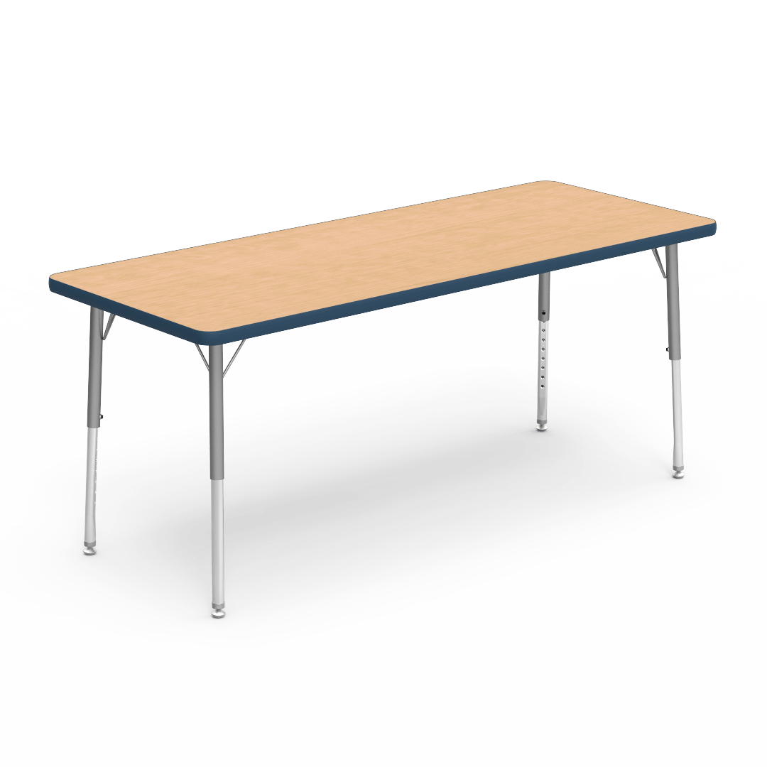 Rectangular Activity Table with Heavy Duty Laminate Top - Preschool Height Adjustable Legs (24"W x 60"L x 17-25"H) - SchoolOutlet