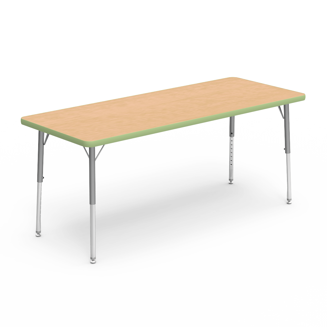 Rectangular Activity Table with Heavy Duty Laminate Top - Preschool Height Adjustable Legs (24"W x 60"L x 17-25"H) - SchoolOutlet