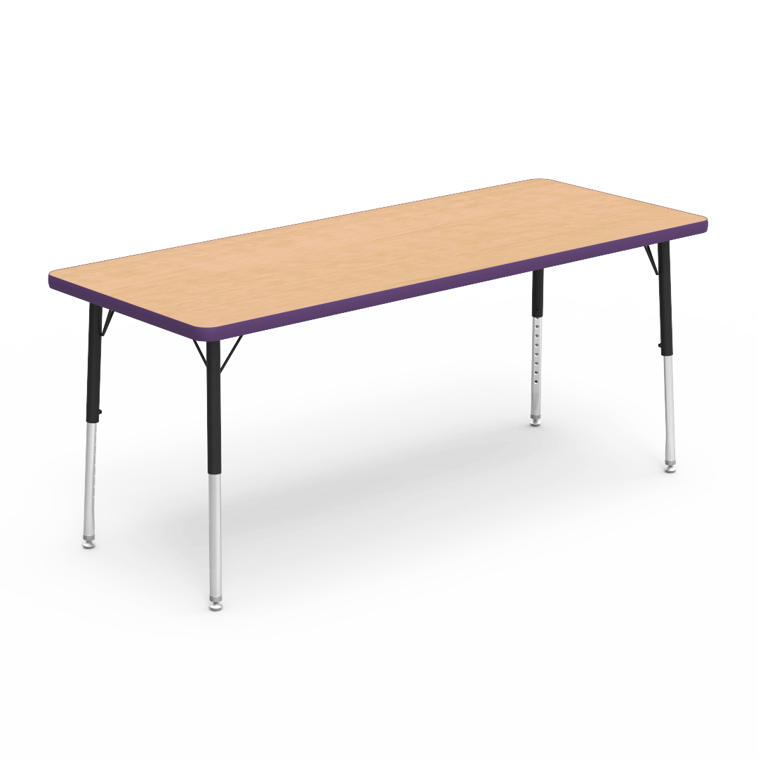 Rectangular Activity Table with Heavy Duty Laminate Top - Preschool Height Adjustable Legs (24"W x 60"L x 17-25"H) - SchoolOutlet