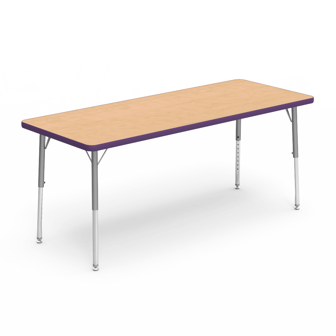 Rectangular Activity Table with Heavy Duty Laminate Top - Preschool Height Adjustable Legs (24"W x 60"L x 17-25"H) - SchoolOutlet