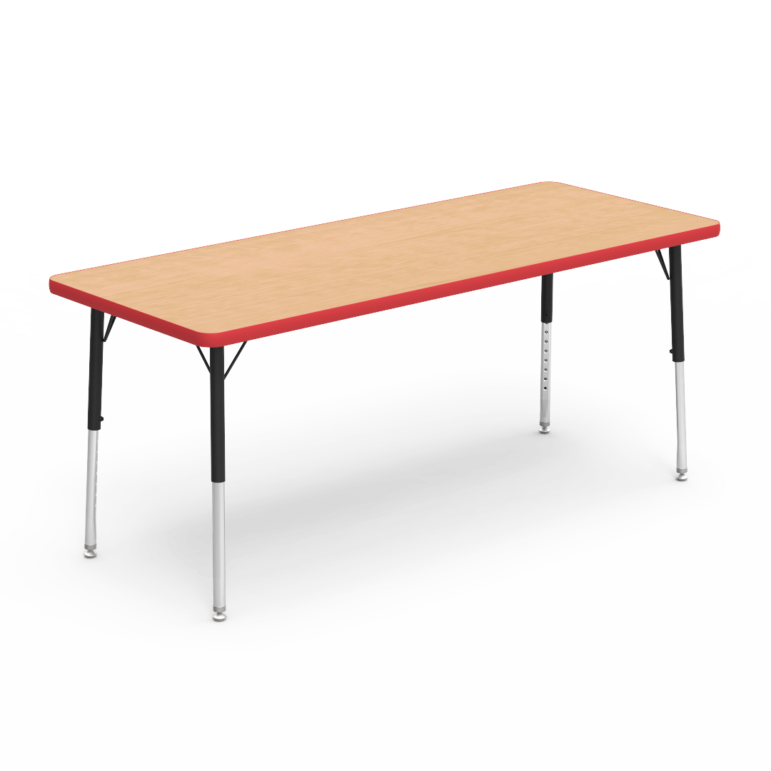 Rectangular Activity Table with Heavy Duty Laminate Top - Preschool Height Adjustable Legs (24"W x 60"L x 17-25"H) - SchoolOutlet