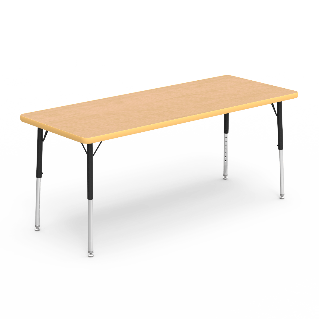 Rectangular Activity Table with Heavy Duty Laminate Top - Preschool Height Adjustable Legs (24"W x 60"L x 17-25"H) - SchoolOutlet