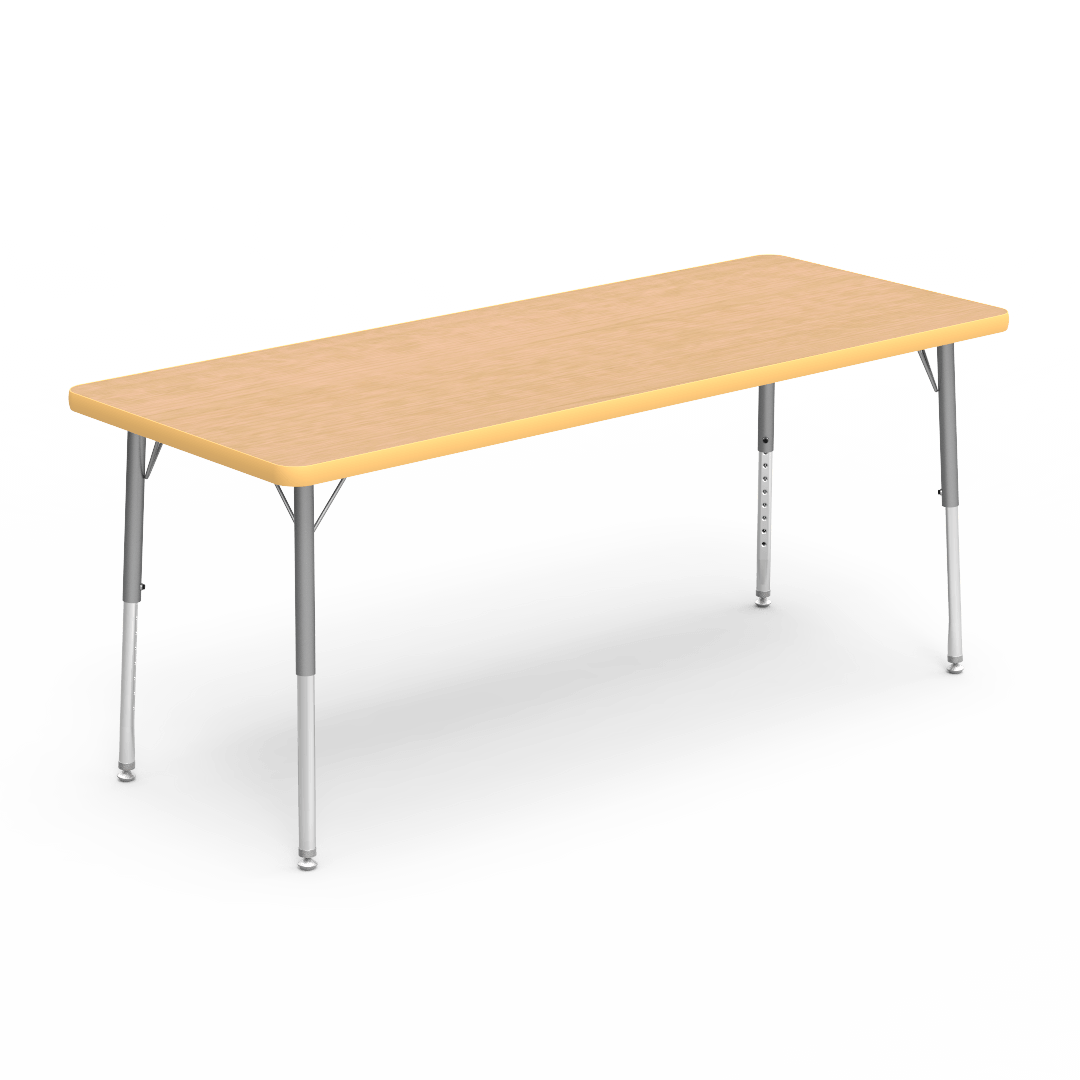 Rectangular Activity Table with Heavy Duty Laminate Top - Preschool Height Adjustable Legs (24"W x 60"L x 17-25"H) - SchoolOutlet