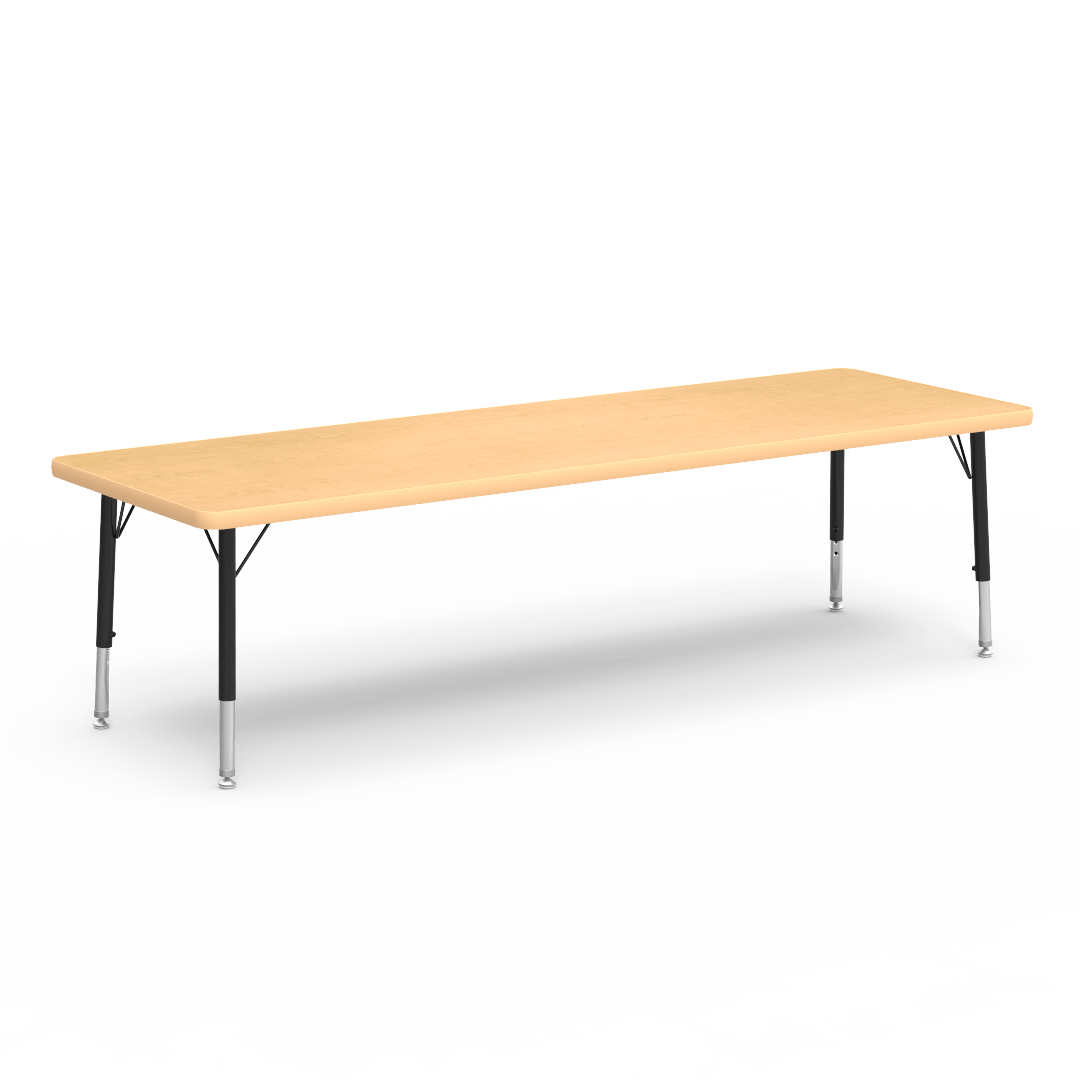 Rectangular Activity Table with Heavy Duty Laminate Top - Preschool Height Adjustable Legs (24"W x 72"L x 17-25"H) - SchoolOutlet