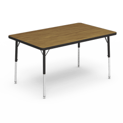Rectangle Preschool Activity Table with Heavy Duty Medium Oak Laminate Top - Preschool Height Adjustable Legs (30"W x 48"L x 17-25"H)