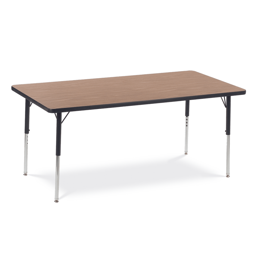 School Activity Table for Students, Heavy Duty Medium Oak Laminate Top and Adjustable Height (30"W x 60"L x 22-30"H) - SchoolOutlet