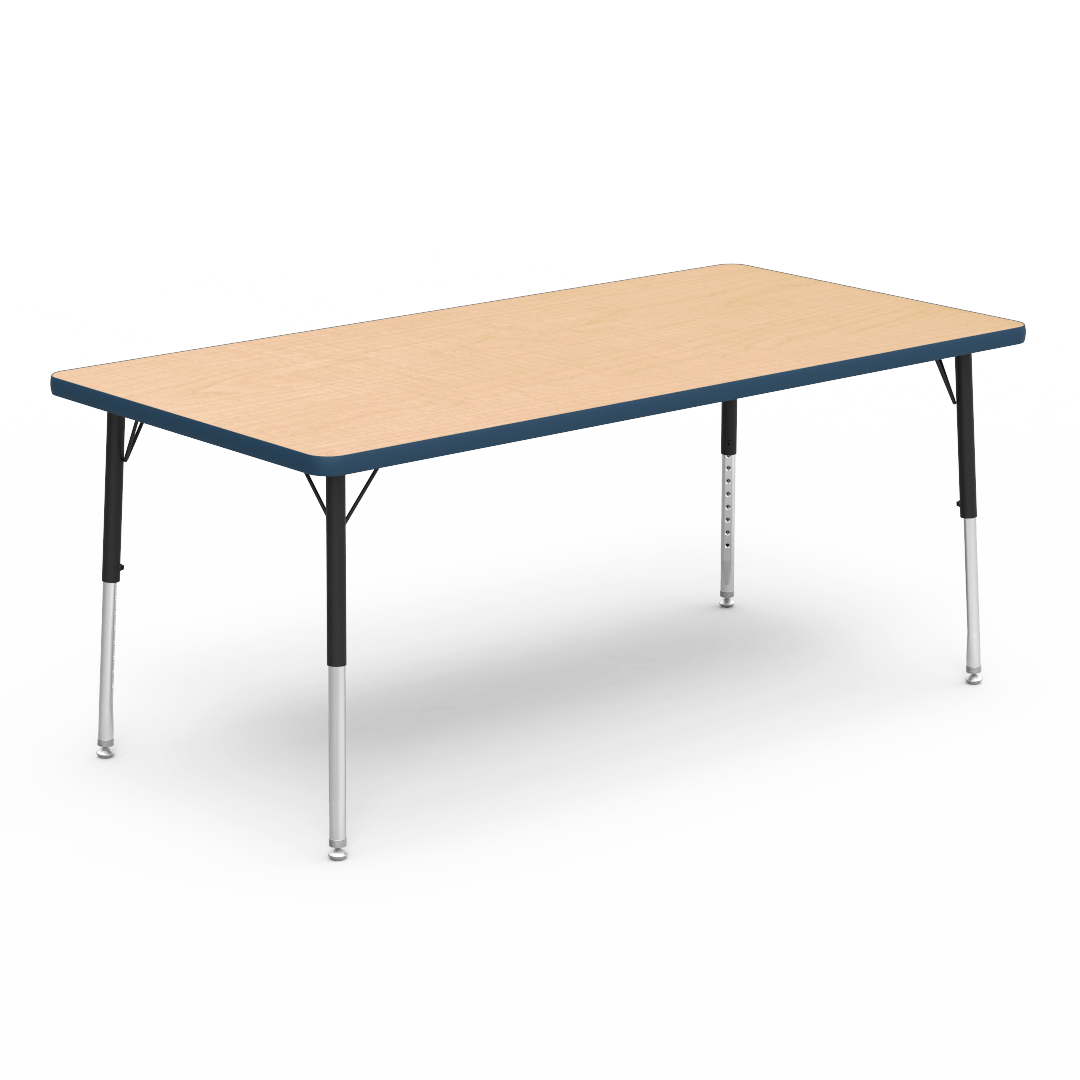 Virco 483060LO - Virco 4000 Series Rectangular Activity Table with Heavy Duty Laminate Top - Preschool Height Adjustable Legs (30"W x 60"L x 17"-25"H) - SchoolOutlet