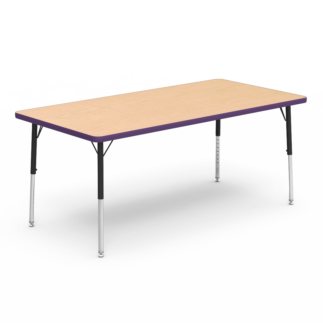 Virco 483060LO - Virco 4000 Series Rectangular Activity Table with Heavy Duty Laminate Top - Preschool Height Adjustable Legs (30"W x 60"L x 17"-25"H) - SchoolOutlet