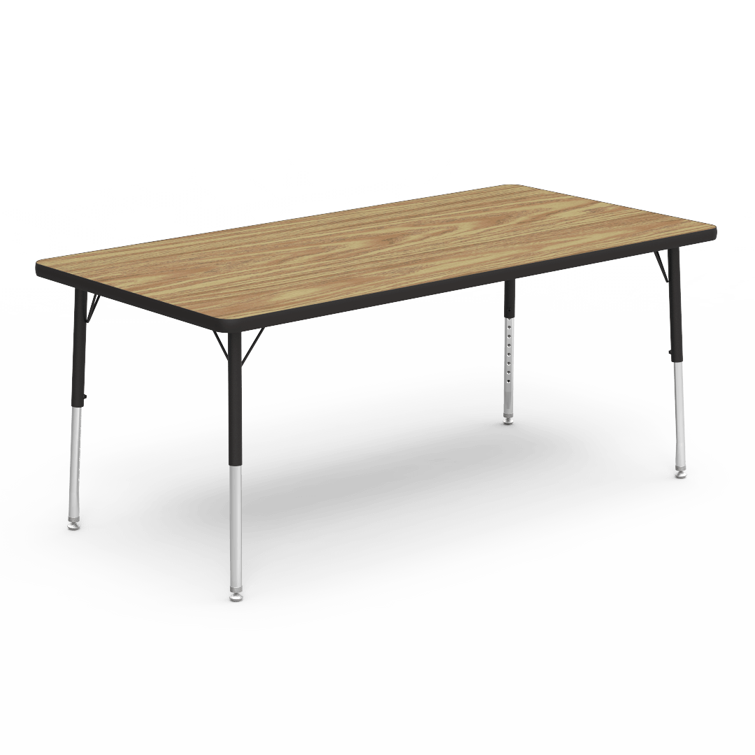 Rectangle Preschool Activity Table with Heavy Duty Medium Oak Laminate Top - Preschool Height Adjustable Legs (30"W x 60"L x 17-25"H) - SchoolOutlet