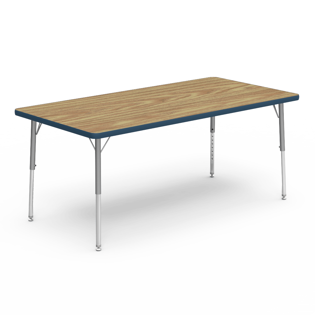 Virco 483060LO - Virco 4000 Series Rectangular Activity Table with Heavy Duty Laminate Top - Preschool Height Adjustable Legs (30"W x 60"L x 17"-25"H) - SchoolOutlet