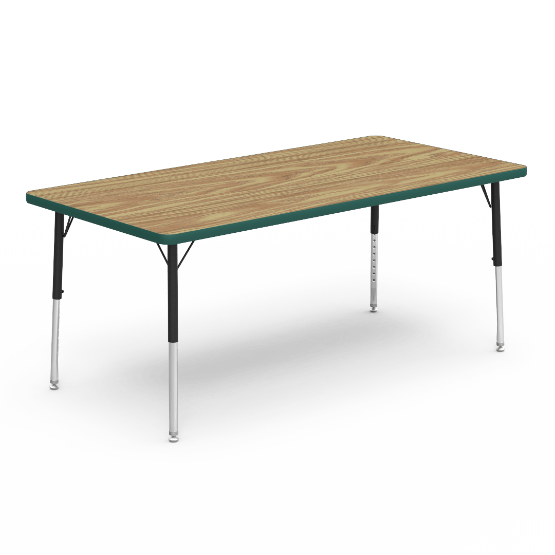 Virco 483060LO - Virco 4000 Series Rectangular Activity Table with Heavy Duty Laminate Top - Preschool Height Adjustable Legs (30"W x 60"L x 17"-25"H) - SchoolOutlet