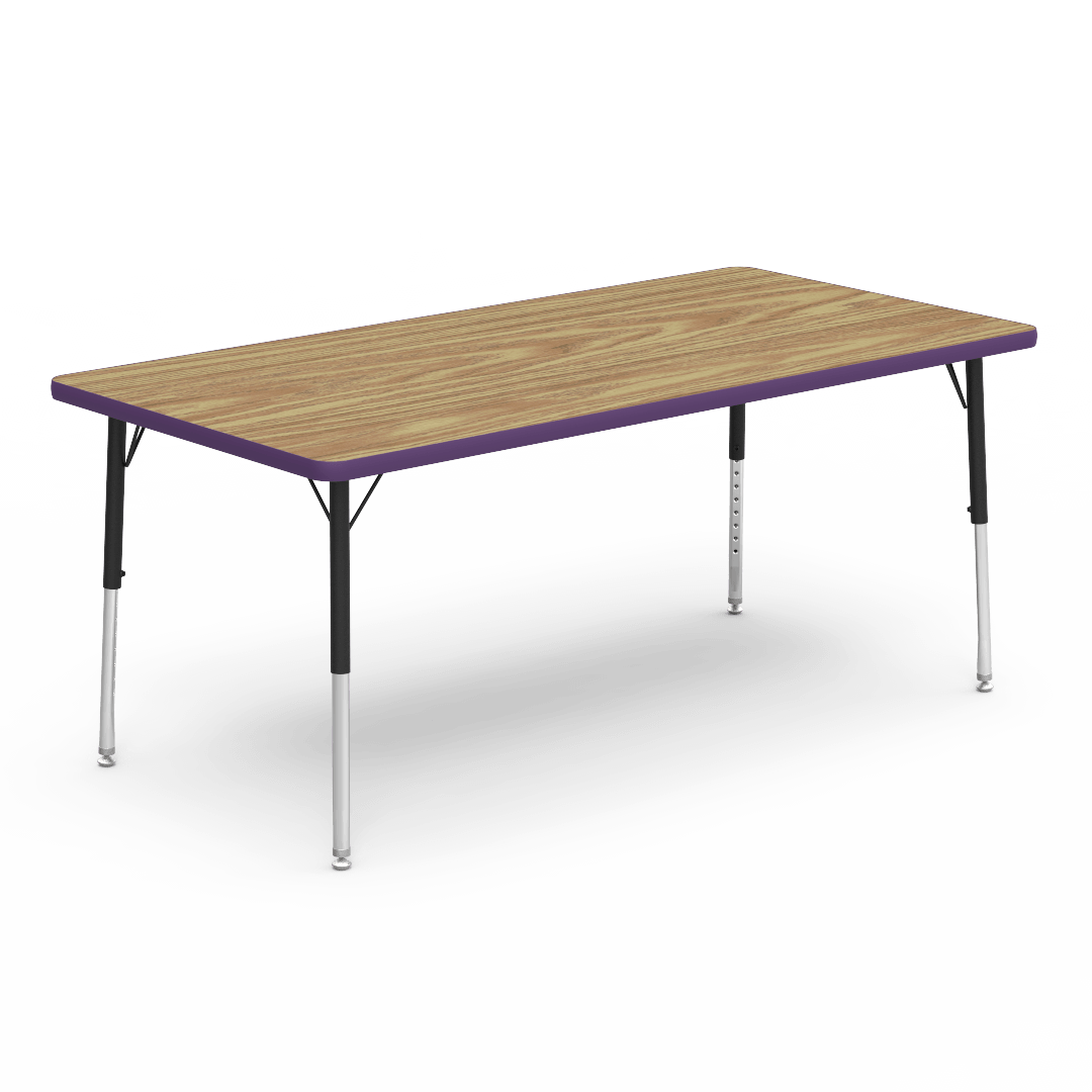 Virco 483060LO - Virco 4000 Series Rectangular Activity Table with Heavy Duty Laminate Top - Preschool Height Adjustable Legs (30"W x 60"L x 17"-25"H) - SchoolOutlet