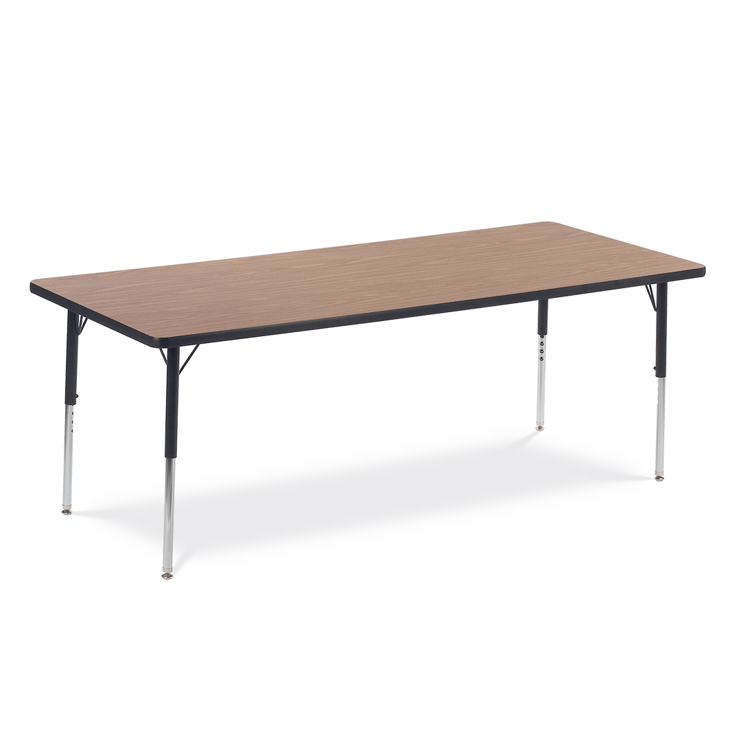 Rectangle Activity Table with Heavy Duty Medium Oak Laminate Top and Adjustable Height (30"W x 72"L x 22-30"H) - SchoolOutlet