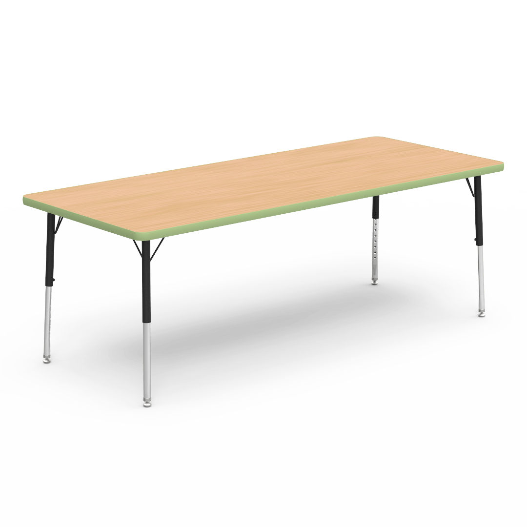 Virco 483072LO - Virco 4000 Series Rectangular Activity Table with Heavy Duty Laminate Top - Preschool Height Adjustable Legs (30"W x 72"L x 17-25"H) - SchoolOutlet