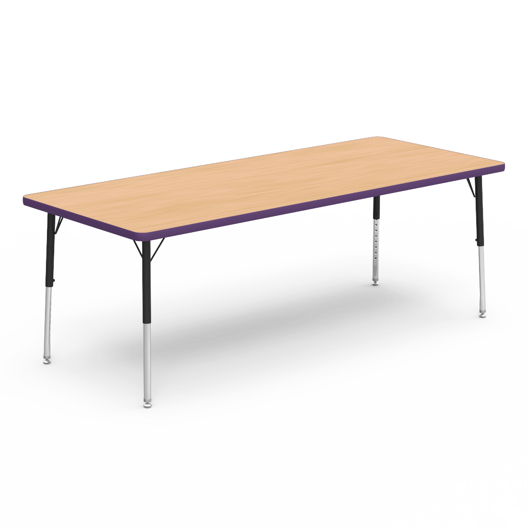 Virco 483072LO - Virco 4000 Series Rectangular Activity Table with Heavy Duty Laminate Top - Preschool Height Adjustable Legs (30"W x 72"L x 17-25"H) - SchoolOutlet