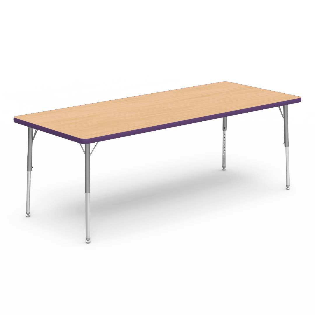 Virco 483072LO - Virco 4000 Series Rectangular Activity Table with Heavy Duty Laminate Top - Preschool Height Adjustable Legs (30"W x 72"L x 17-25"H) - SchoolOutlet