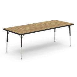 Rectangle Preschool Activity Table with Heavy Duty Medium Oak Laminate Top - Preschool Height Adjustable Legs (30"W x 72"L x 17-25"H)