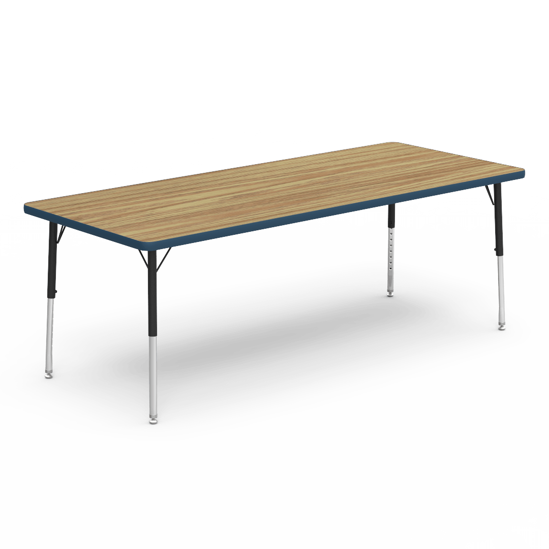 Virco 483072LO - Virco 4000 Series Rectangular Activity Table with Heavy Duty Laminate Top - Preschool Height Adjustable Legs (30"W x 72"L x 17-25"H) - SchoolOutlet
