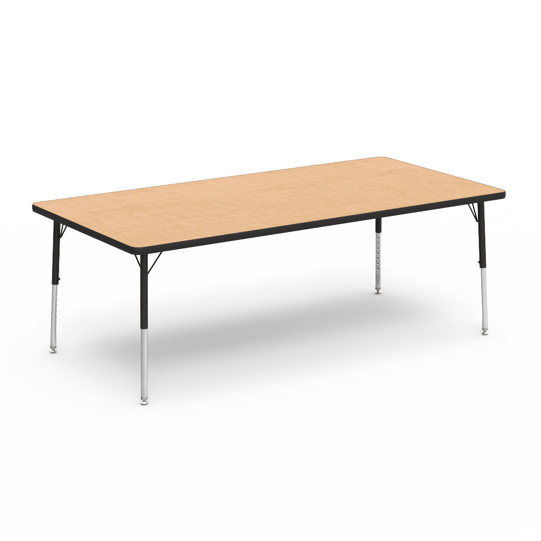 Rectangular Activity Table with Heavy Duty Laminate Top - Preschool Height Adjustable Legs (36"W x 72"L x 17-25"H) - SchoolOutlet