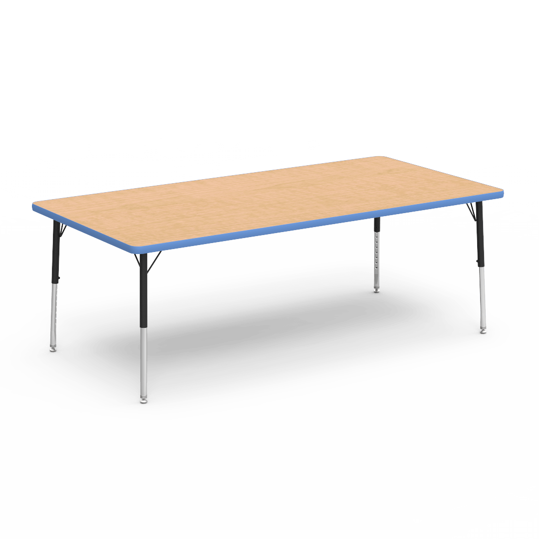 Rectangular Activity Table with Heavy Duty Laminate Top - Preschool Height Adjustable Legs (36"W x 72"L x 17-25"H) - SchoolOutlet