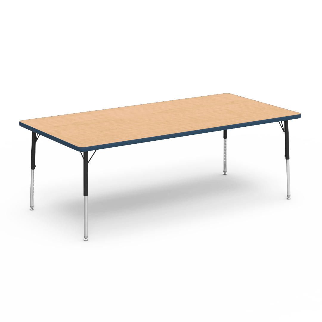 Rectangular Activity Table with Heavy Duty Laminate Top - Preschool Height Adjustable Legs (36"W x 72"L x 17-25"H) - SchoolOutlet