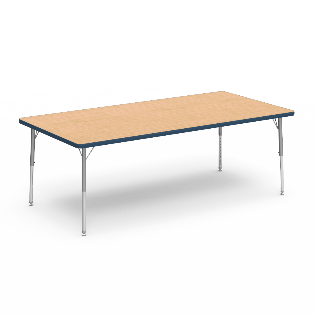 Rectangular Activity Table with Heavy Duty Laminate Top - Preschool Height Adjustable Legs (36"W x 72"L x 17-25"H) - SchoolOutlet