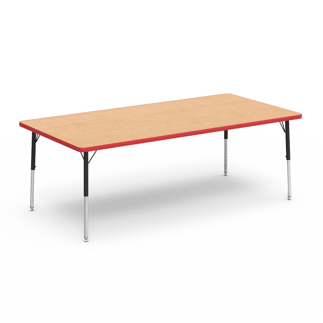 Rectangular Activity Table with Heavy Duty Laminate Top - Preschool Height Adjustable Legs (36"W x 72"L x 17-25"H) - SchoolOutlet