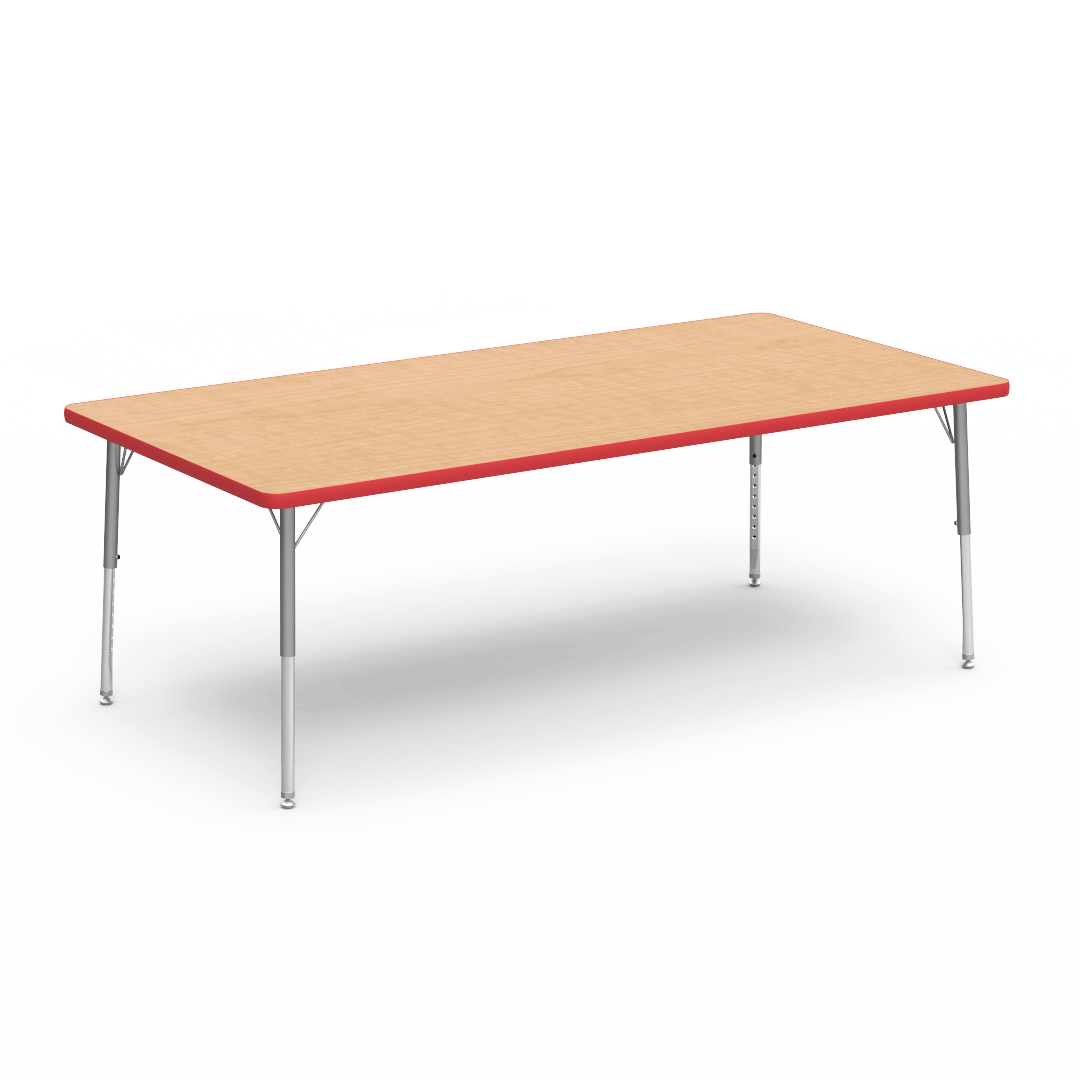 Rectangular Activity Table with Heavy Duty Laminate Top - Preschool Height Adjustable Legs (36"W x 72"L x 17-25"H) - SchoolOutlet