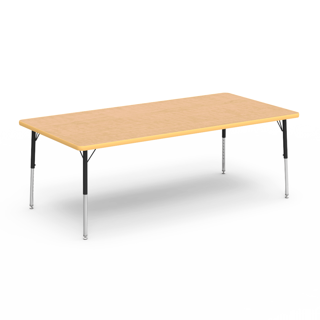 Rectangular Activity Table with Heavy Duty Laminate Top - Preschool Height Adjustable Legs (36"W x 72"L x 17-25"H) - SchoolOutlet