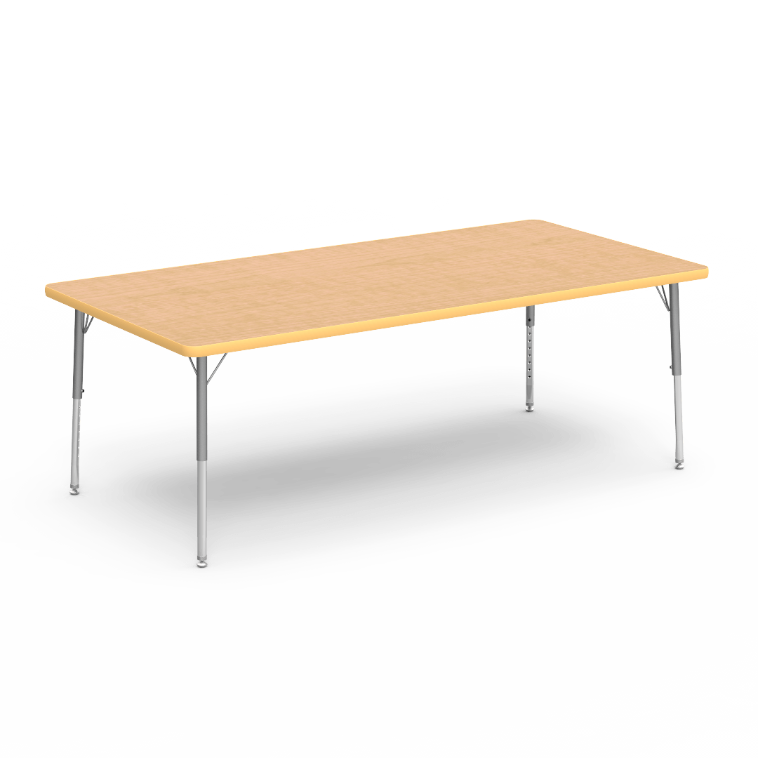 Rectangular Activity Table with Heavy Duty Laminate Top - Preschool Height Adjustable Legs (36"W x 72"L x 17-25"H) - SchoolOutlet