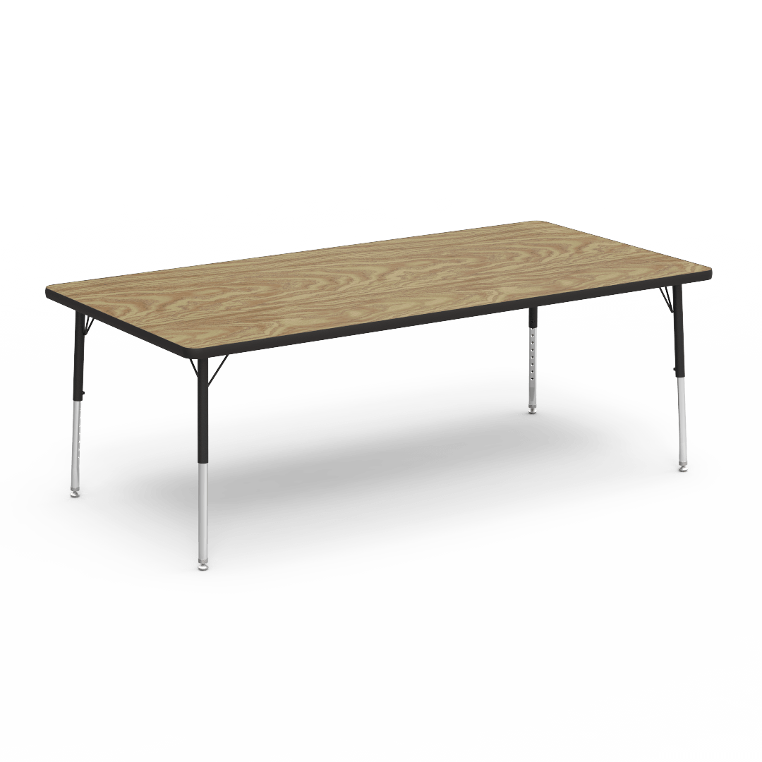 Rectangular Activity Table with Heavy Duty Laminate Top - Preschool Height Adjustable Legs (36"W x 72"L x 17-25"H) - SchoolOutlet