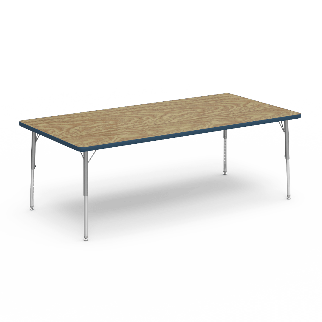 Rectangular Activity Table with Heavy Duty Laminate Top - Preschool Height Adjustable Legs (36"W x 72"L x 17-25"H) - SchoolOutlet