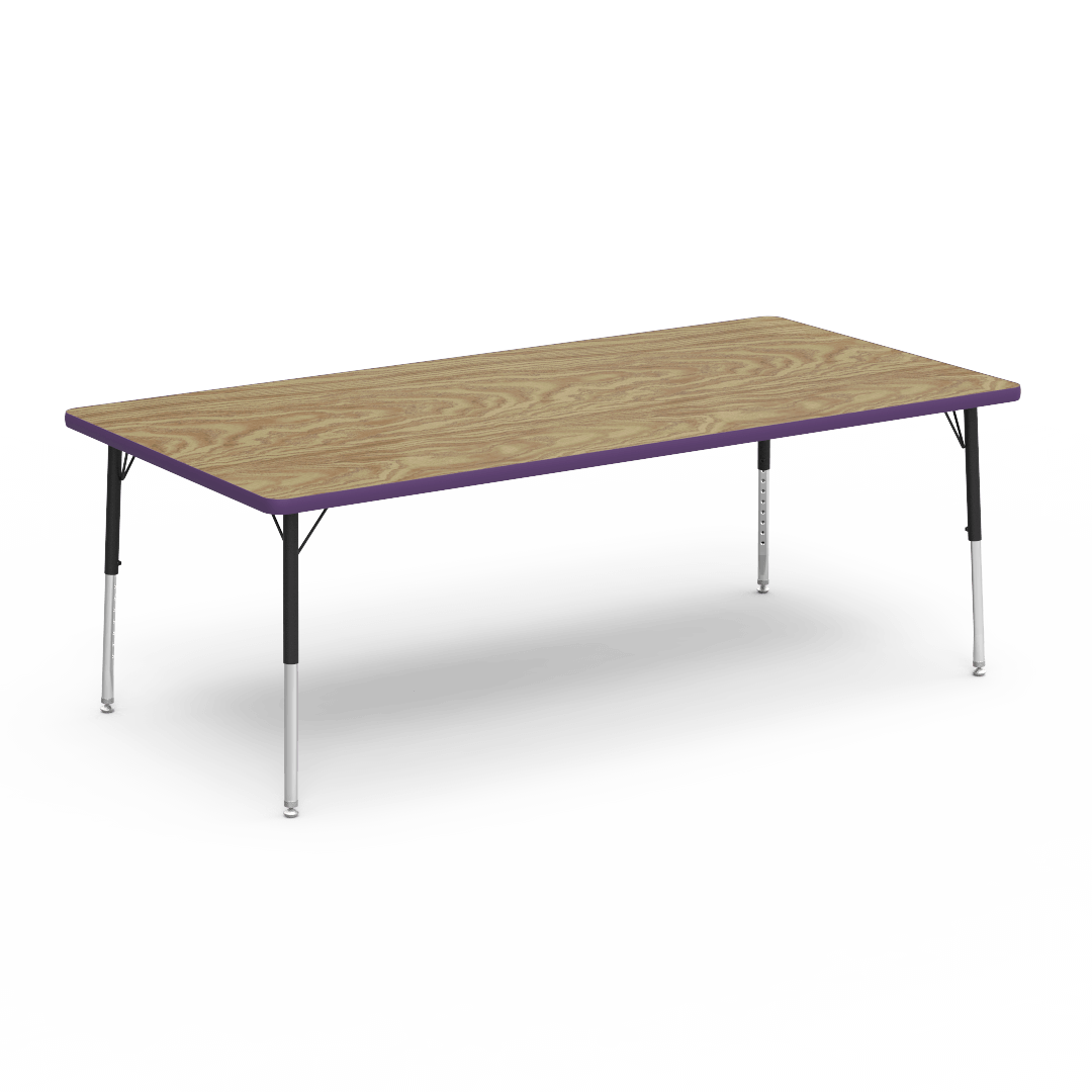 Rectangular Activity Table with Heavy Duty Laminate Top - Preschool Height Adjustable Legs (36"W x 72"L x 17-25"H) - SchoolOutlet