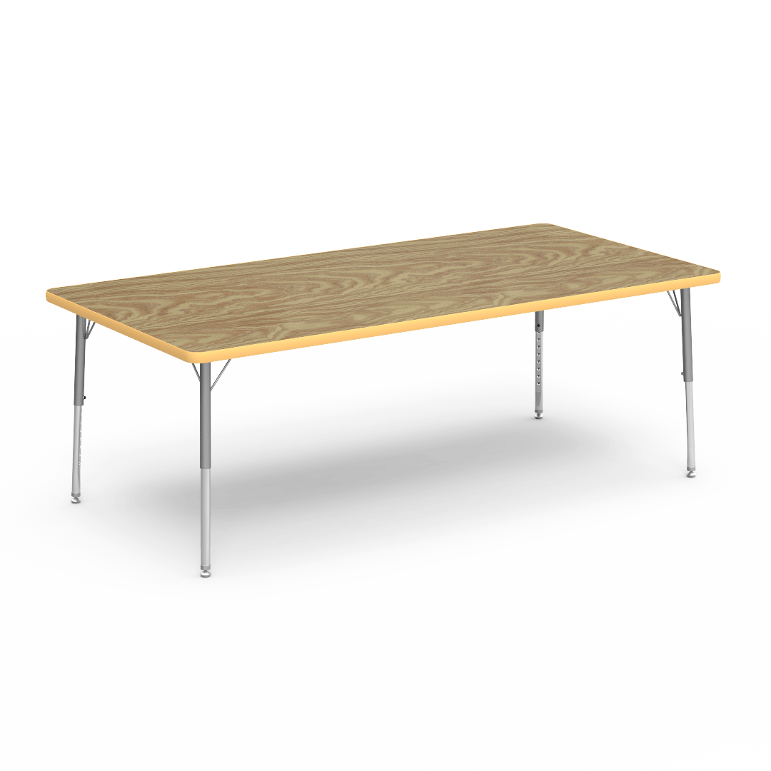 Rectangular Activity Table with Heavy Duty Laminate Top - Preschool Height Adjustable Legs (36"W x 72"L x 17-25"H) - SchoolOutlet